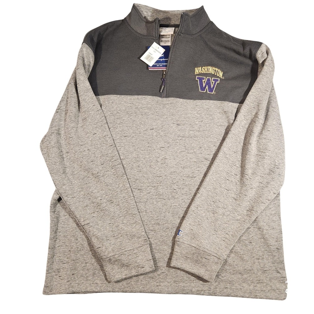 Washington Huskies Pullover Mens Large Gray NCAA Football Champion 1/4 Zip